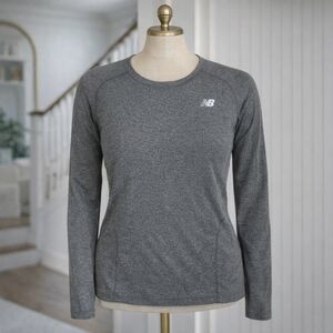 New Balance Heathered Grey Long Sleeve Lightening Dry Fitted Shirt Small